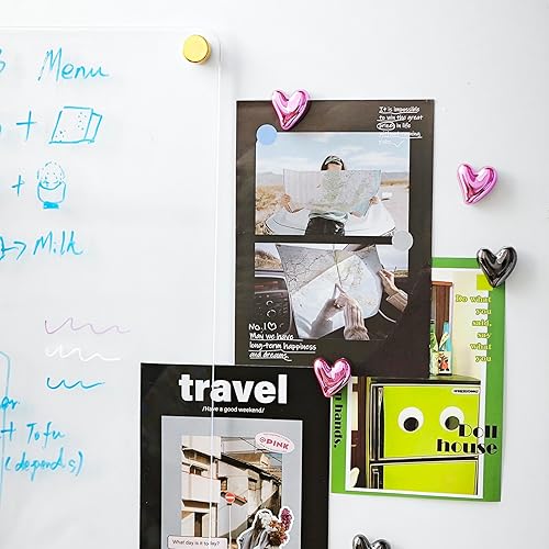 Miniatura 82 de 20 imanes dorados para refrigerador, lindo corazón de amor, imanes decorativos plateados para nevera, juego de imanes de cocina para el hogar