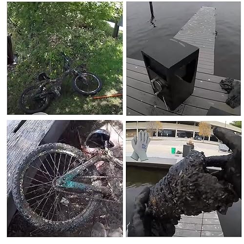 Miniatura 5 de Mhdmag- Kit de pesca con imán de doble cara con ganchos de agarre, guantes, imanes de neodimio de recuperación fuerte con cuerda de 65 pies para