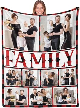 Custom Blankets with Photos for Adults Family Personalized Flannel Blanket with Picture for Christmas Birthday Anniversary Customized Throw Blanket for Camping Couch Bed