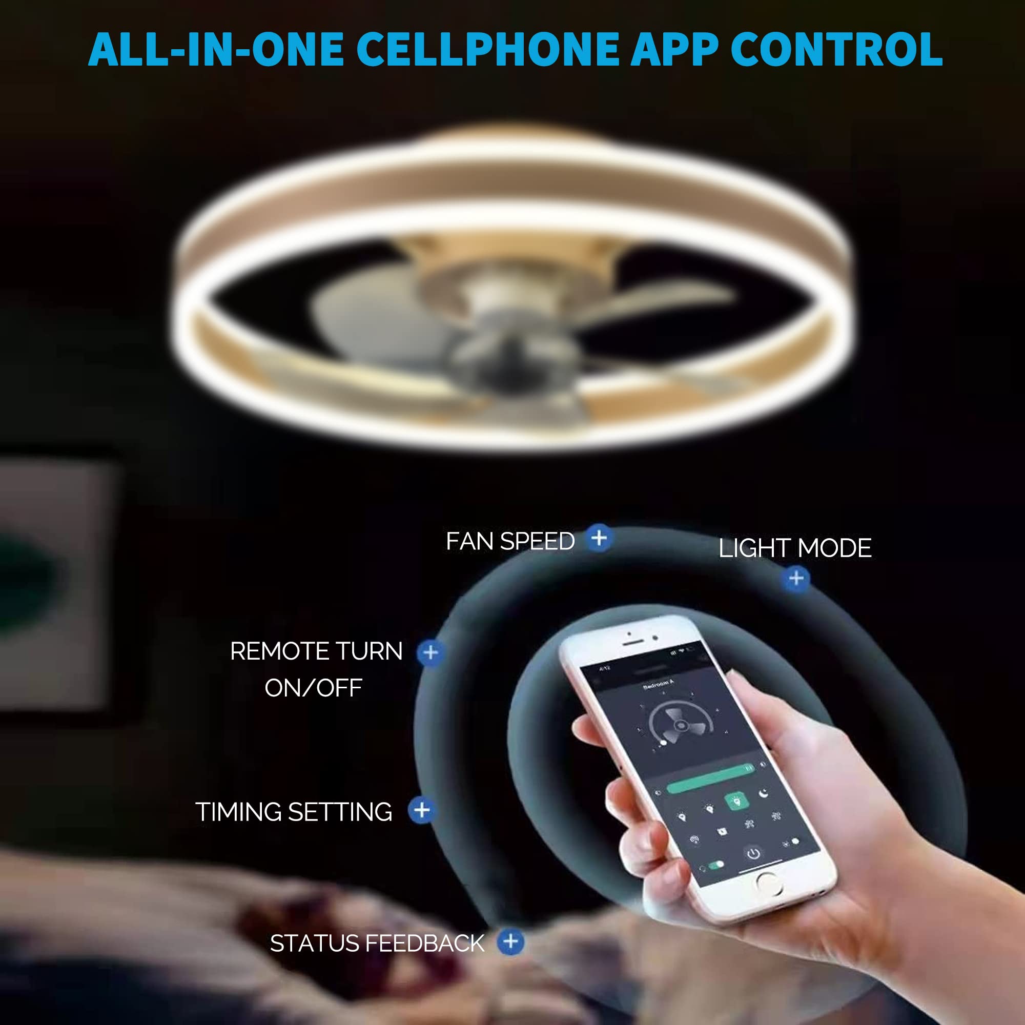 Woozoo Fan Orison Smart Bladeless Low Profile Ceiling Fan With LED