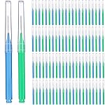 Patelai 100 Pieces Braces Brush for Cleaner Interdental Brush Toothpick Dental Tooth Flossing Head Oral Dental Hygiene Flosser Toothpick Cleaners Tooth Tool(Blue, Green,Elegant Size)