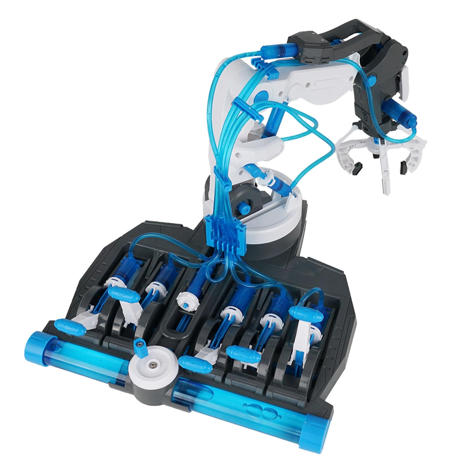 Kit Braccio Robot Idraulico Fai-da-te per Bambini, Giocattolo Educativo Braccio Meccanico, Assembla con funzionalità 3 in 1, Materiale Plastico Resistente (101 blu)