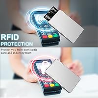 Vista 5 de T-MFY Cartera minimalista para tarjetas de crédito con anillo magnético, cartera delgada de aluminio, diseño de bloqueo y bloqueo RFID, pequeña