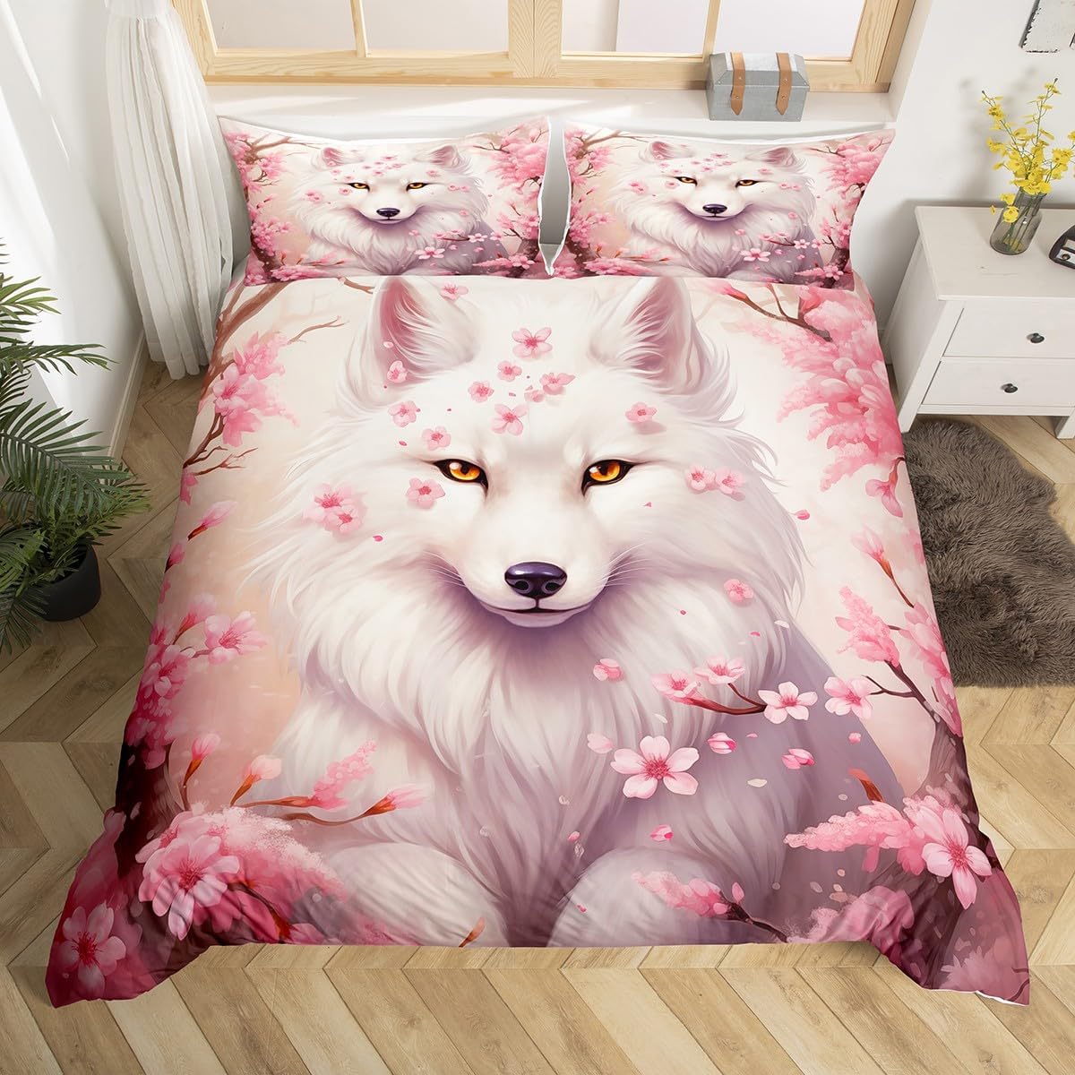 Feelyou Kids Bear Bedding Duvet Cover Set Full Size Wild Animal Bedding Set Rustic Cabin Country Forest Nature Wildlife Bear Comforter Cover Set for Black Bedspread Cover 2 Pillow Case (No Comforter)