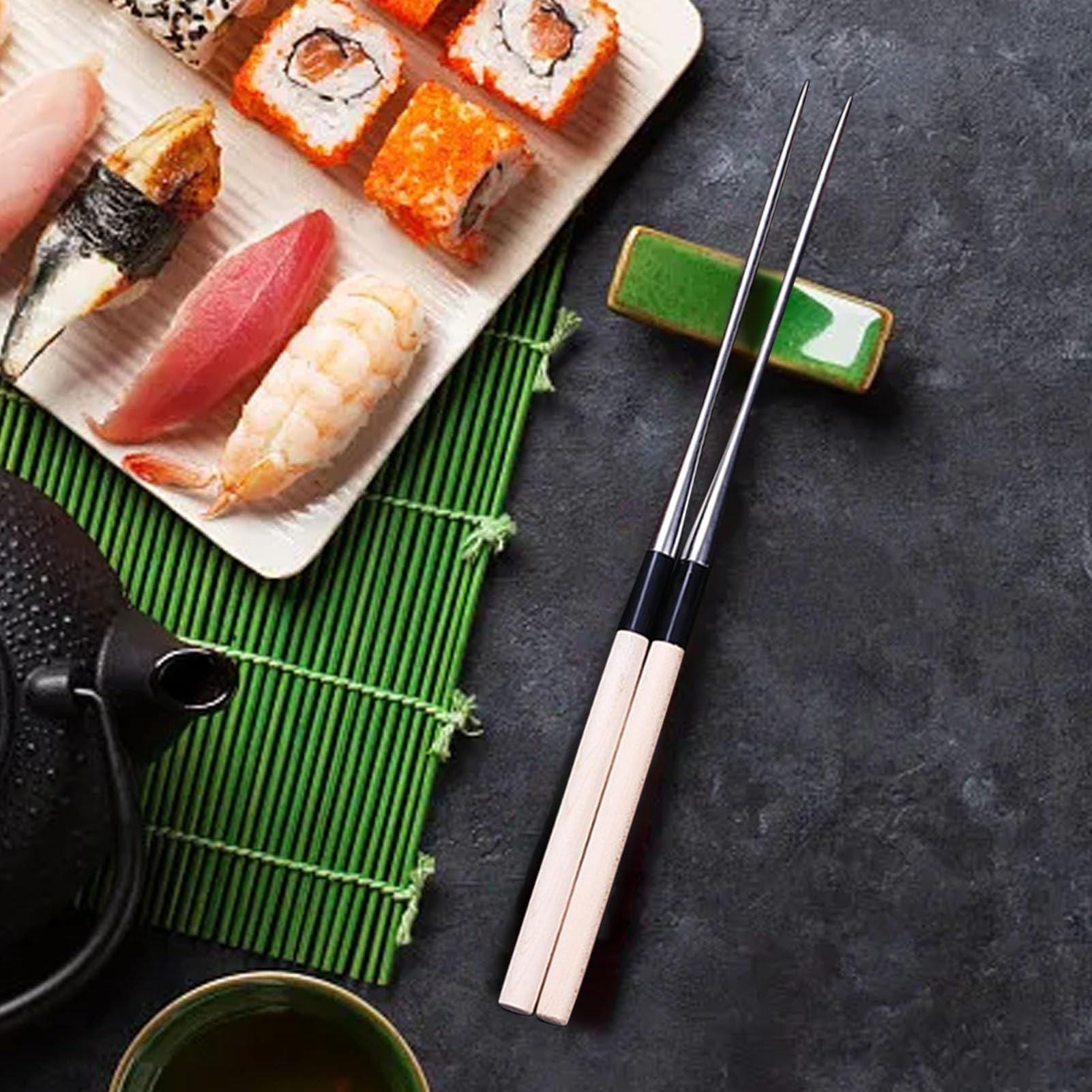Amazon | 家庭用レストラン用寿司箸プロ無地ステンレス鋼先の刺身箸