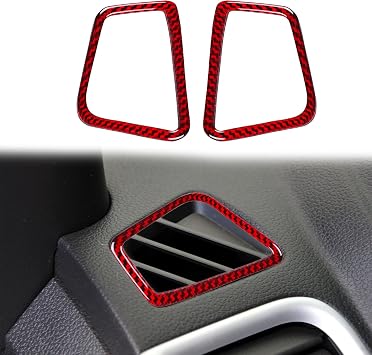 Carbon Fiber Dashboard Air Vent Wind Outlet Frame Panel Cover Trim Compatible with Ford Explorer 2011 2012 2013 2014 2015 2016 2017 2018 2019 Interior Accessories Red 2Pcs