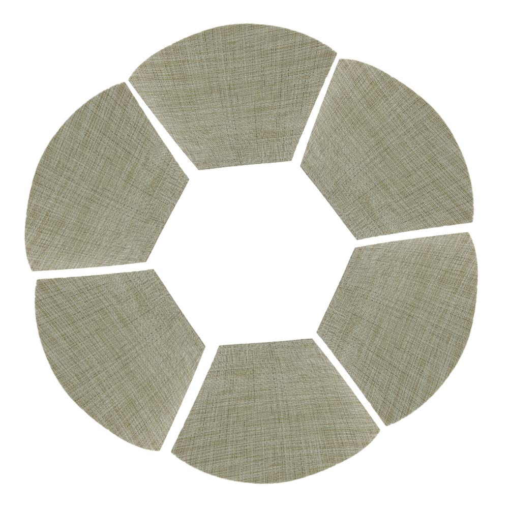 Drasawee Beige Round Table Placemats Set Of 6 Wedge Washable Table Mats For Kitchen, Heat Resistant (, Set Of 6)