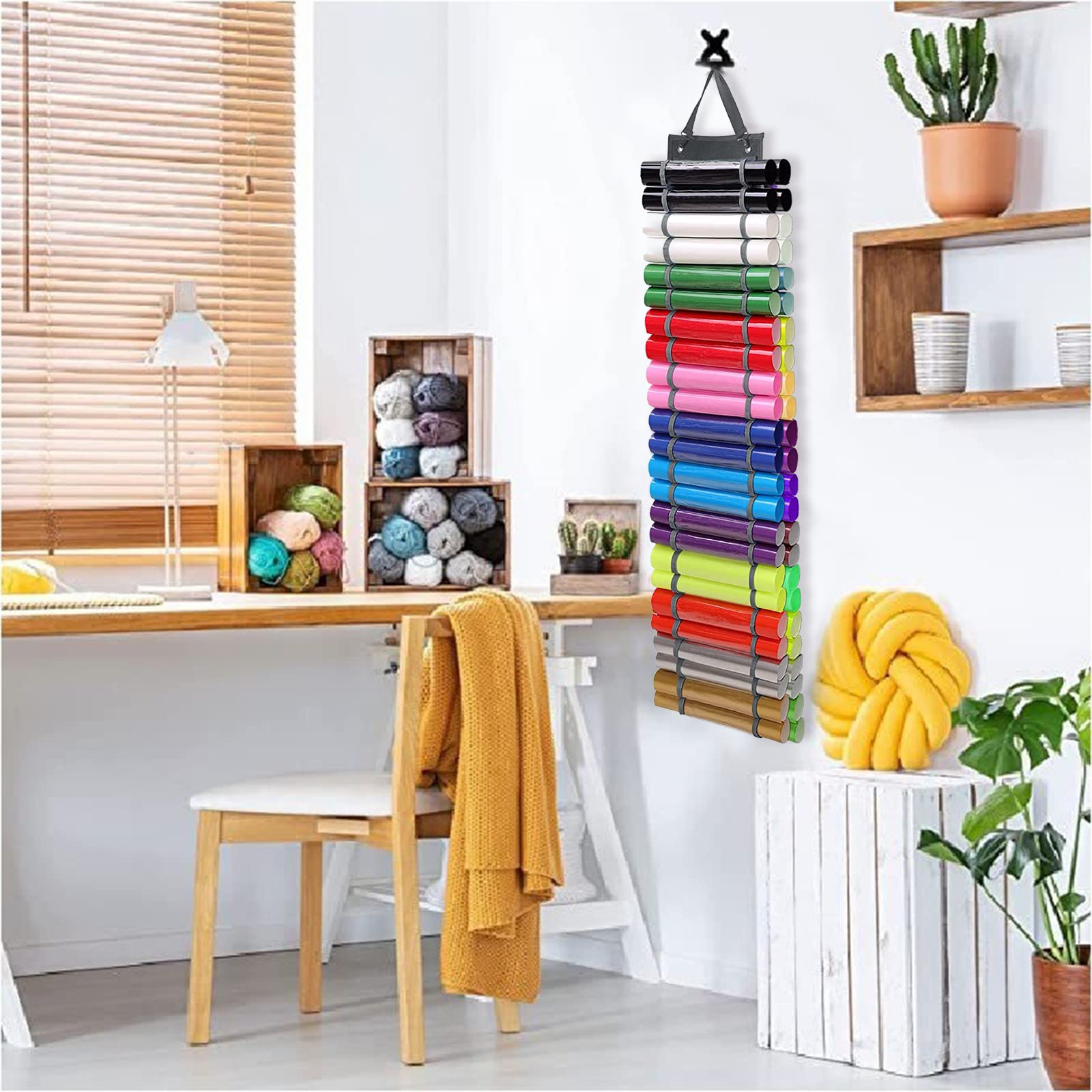 2 Sets Holz-Band-Organizer – 42x42 Cm, Für Bänder, Papierrollen & Bastelzubehör, Mit Montagematerial