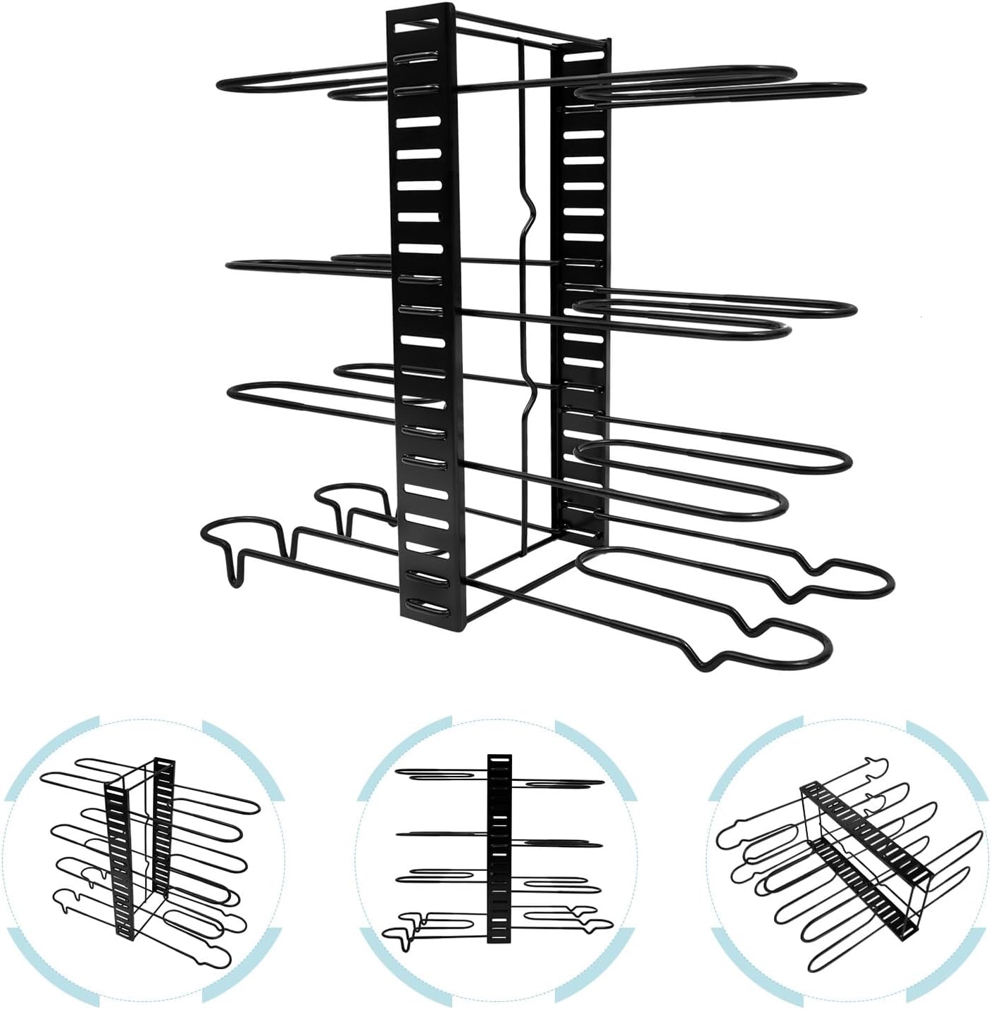 Multi-function Pot Lid Rack and Iron Kitchen Organizer with 8-layer Coated Storage, Pan and Cutting Board Holder for Cabinet and Countertop Use