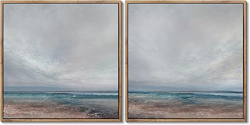 Miniatura 18 de Gardenia Art Lienzo enmarcado con océano, juego de arte para pared, tranquilo, playa, orilla, horizonte, cuadros, pósters, naturaleza, vida