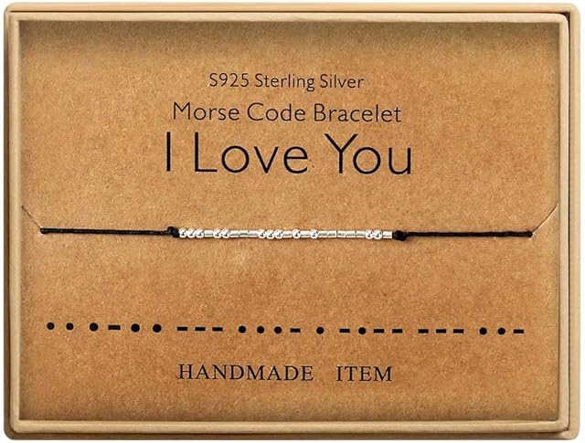 Morse Code Bracelet Sterling Silver Beads on Silk Cord Secret Message I Love You Bracelet Gift Jewelry for her
