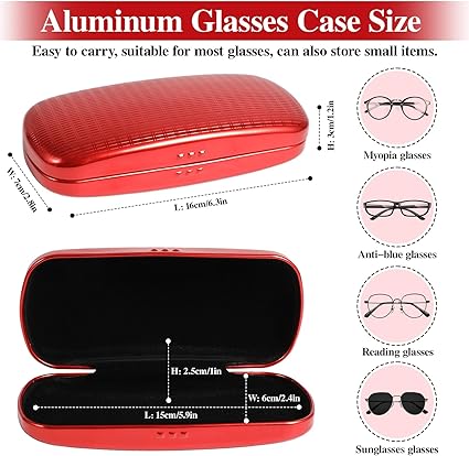 Étui à Lunettes Rigide En Aluminium HIAKDOFT - Protection Anti-choc, Design élégant, 15x5x2.5 Cm - Pour Hommes Et Femmes, Transport Quotidien Ou Voyage
