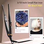 ORYNNE 3/10'' Small Flat Irons for Short Hair Pixie Cut, 5s Ultra Fast Heat Up Tiny Pencil Flat Iron, Ionic Mini Edge Flat Iron, Skinny Thin Straightener Champagne Gold