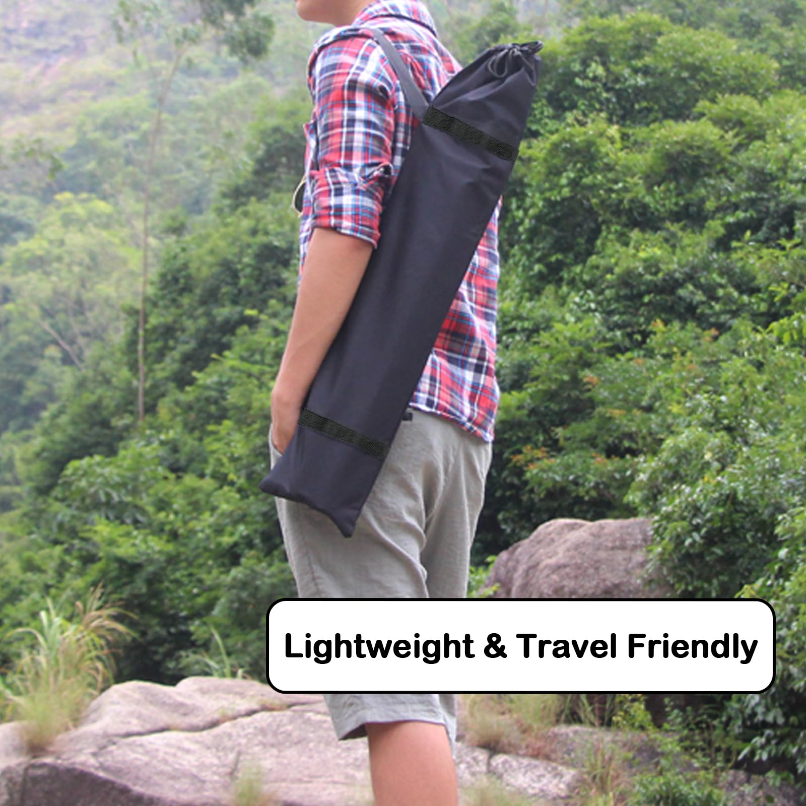 2 Stück Yogatasche Groß, Yogamatte Tasche Schwarz, Yoga Bolster Beutel mit Kordelzug, Stativtasche 210D Oxford Gewebe, Funktionale Aufbewahrungstasche für Zeltstangen, Lichtständer, 23x130cm