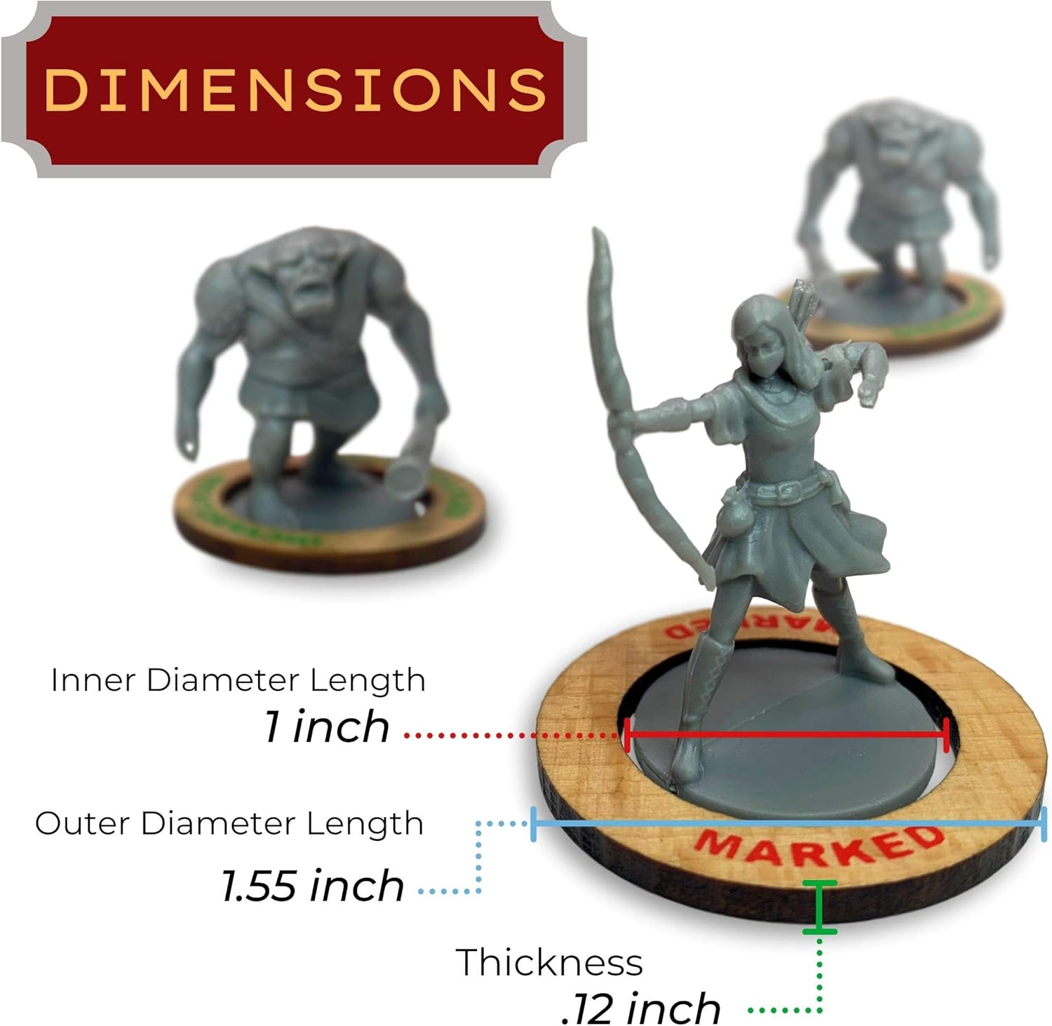 Galdor's Guild DND Condition Markers & Spell Effects | 90 Wooden Rustic Rings for 5 Player Games | Compatible with Dungeons & Dragons Accessories | Token for Miniatures | Tracker for RPG Status