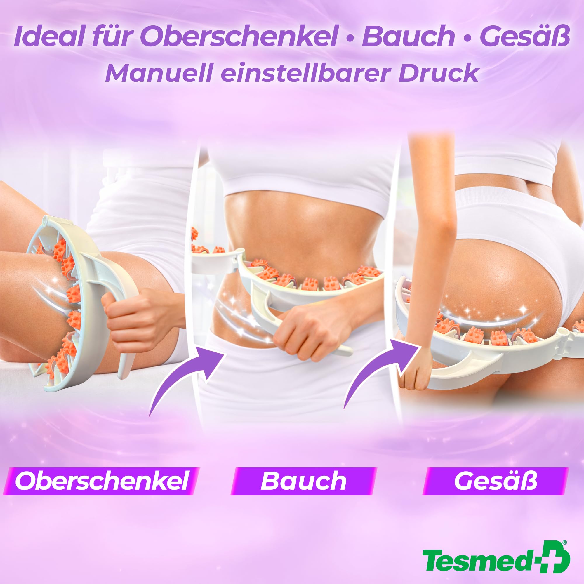 TESMED Cellulite Smooth Manuelles Anti-Cellulite-Massagegerät – Effektive aber sanfte Massage – Beine, Oberschenkel und Gesäß – patentiert – Made in Italy
