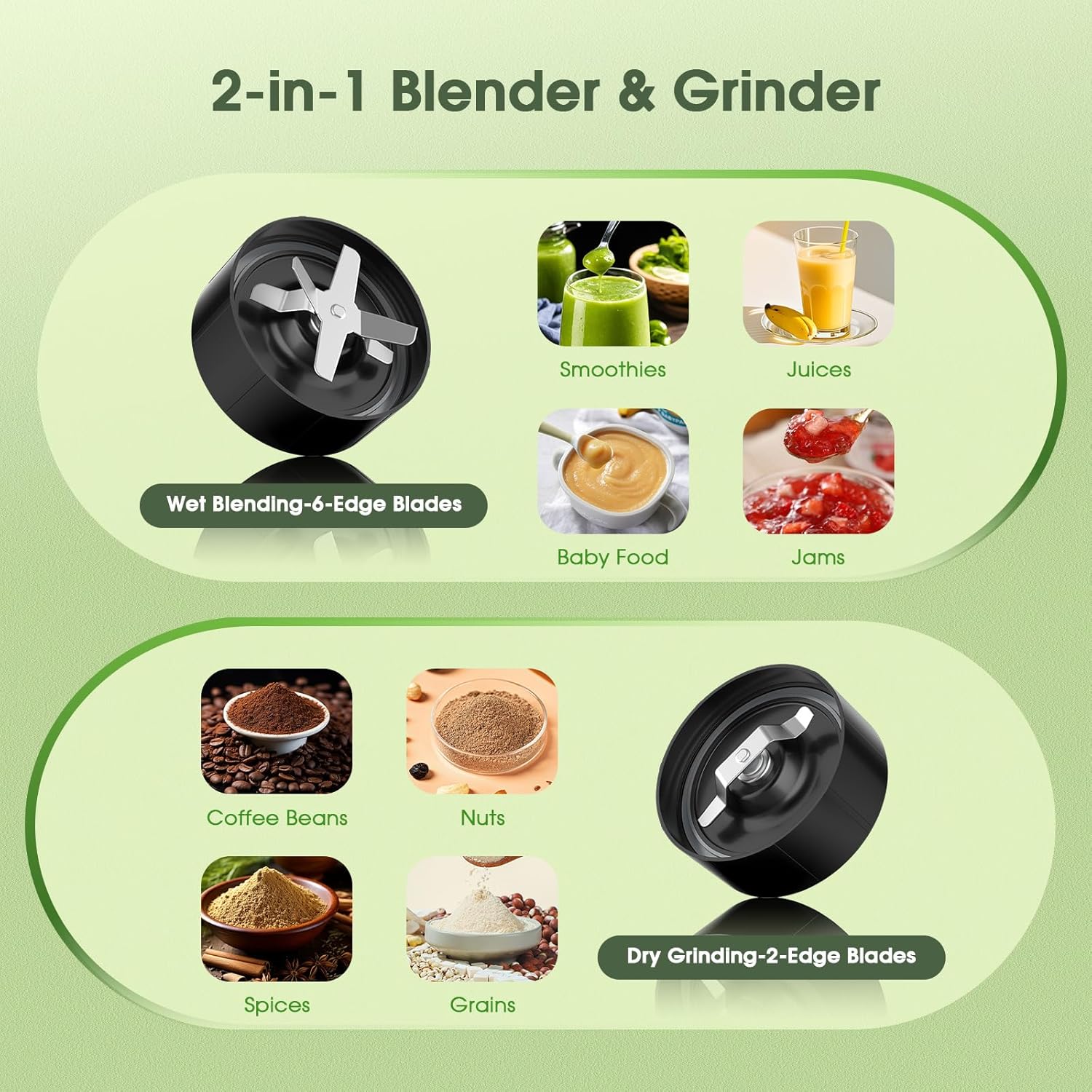 Countertop Blenders for Kitchen 25000RPM Personal Blender for Shakes and Smoothies with 37oz 32oz 23oz Portable Cups, Smoothie Blender for Ice Crushing, Frozen Drinks, Milkshake, Juice, Nuts - Image 4