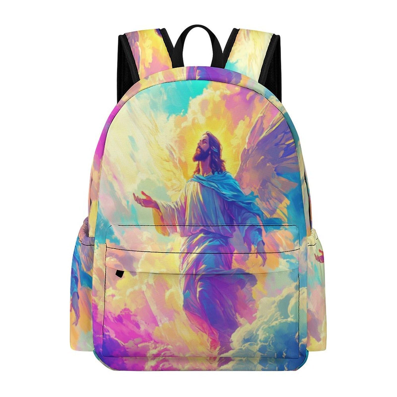 TPISLI Students Jesus Pattern School Backpack for Boys Girls Age 7-12 Modern Durable Jesus Christian Backpack for Weekend Trips Outdoor Gift, 16.5 Inch Rucksack Roomy Book Bag