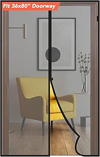 Magnetic Screen Door- Fit up to 36 x 80” Door. Heavy-Duty Screen Door Mesh with Door Screen Magnetic Closure. Pet and Kid Friendly Patio Screen Mesh, Easy to Install