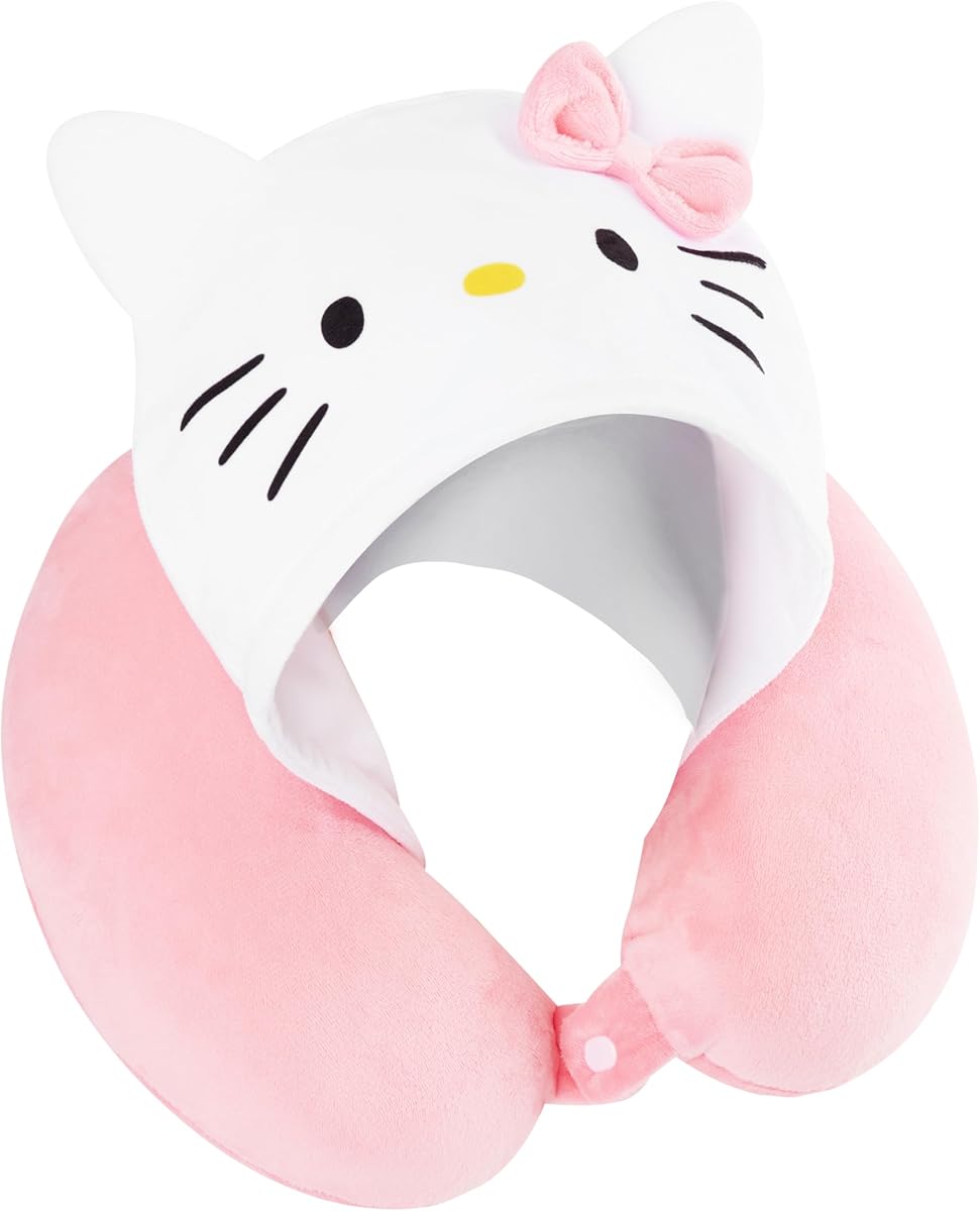 Girls Teens Travel Pillow with Hood, Memory Foam Cushion Travel Accessories Flight Pillow Neck & Head Support