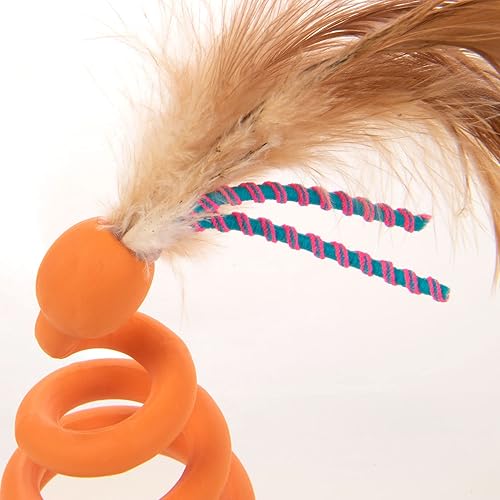 Vista 42 de Petlinks Tippy Teaser - Juguete que se endereza solo con pluma sacudidora para gatos, color azul/naranja, tamaño único