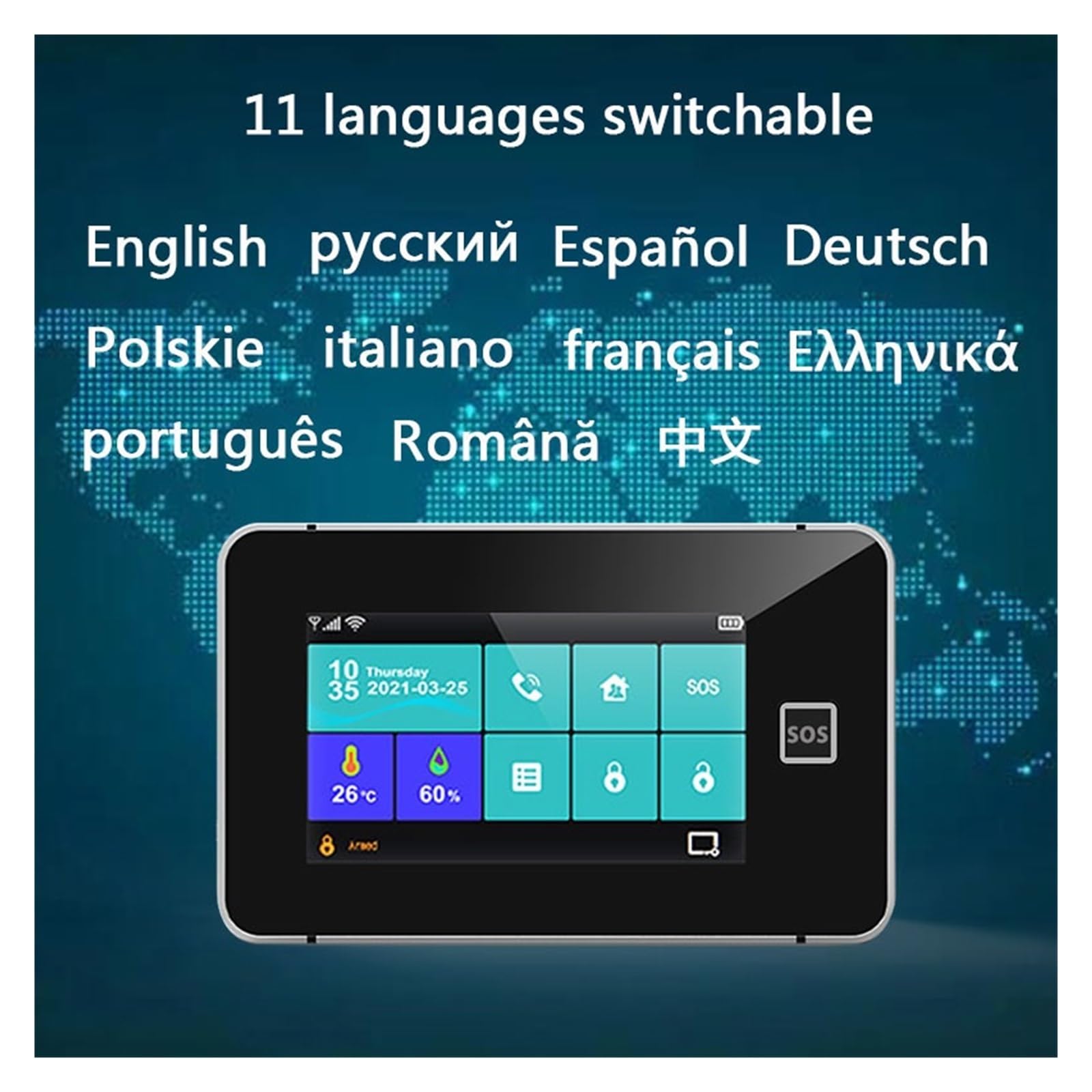 di allarme GSM Sicurezza domestica intelligente Schermo a colori touch da 4,3 pollici antifurto con sensore 433 MHz(Kit 1)