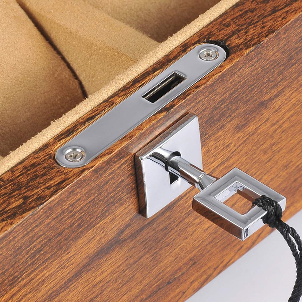 Scatola Porta Orologi da 12 raccoglitori per Gioielli in Legno Collezione di Orologi con Cuscini Removibili e Chiusura in Metallo (Marrone)