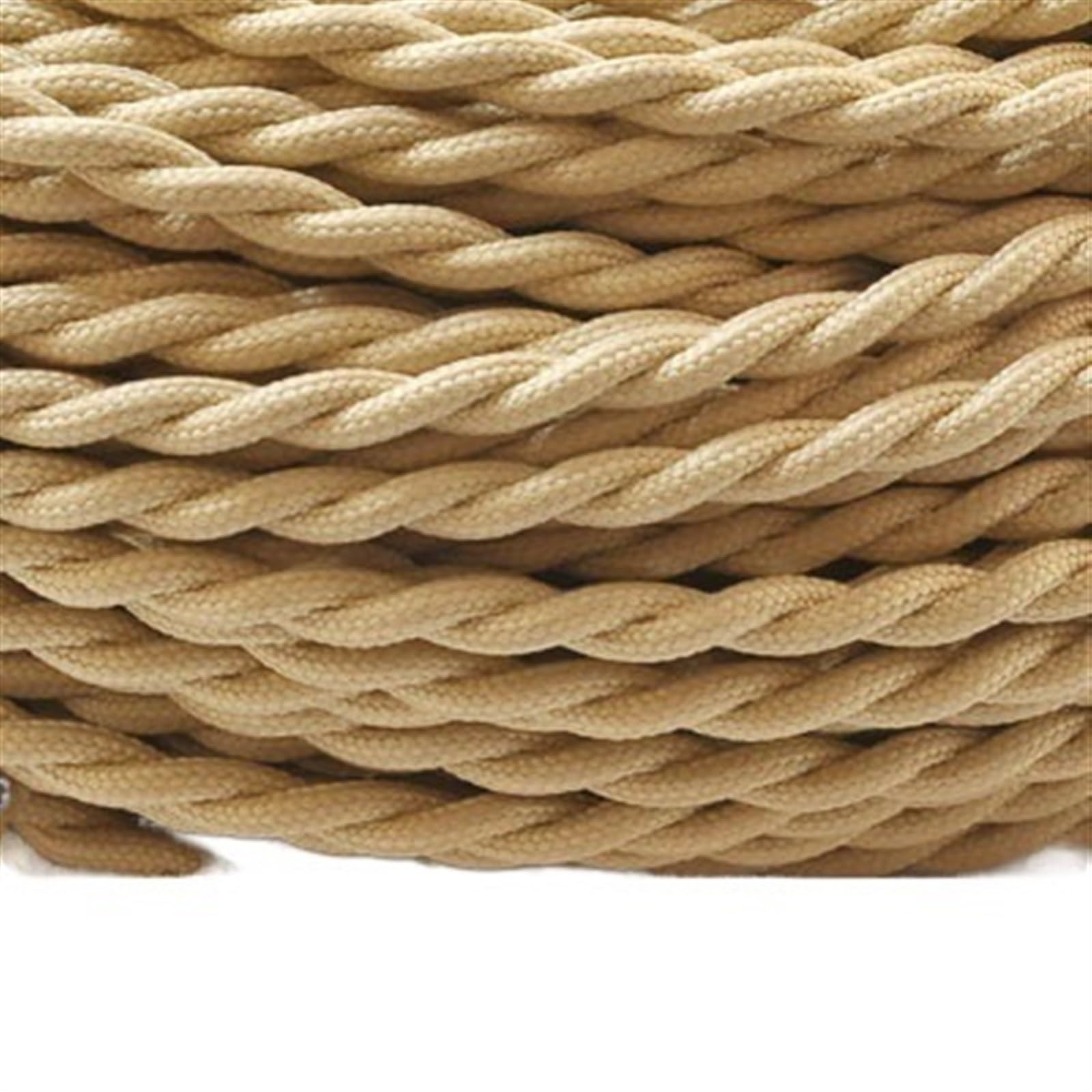 filo tessile intrecciato, Cavo di alimentazione intrecciato lampada quadrato da 0,75 mm², 2(Linen color,20Meter)