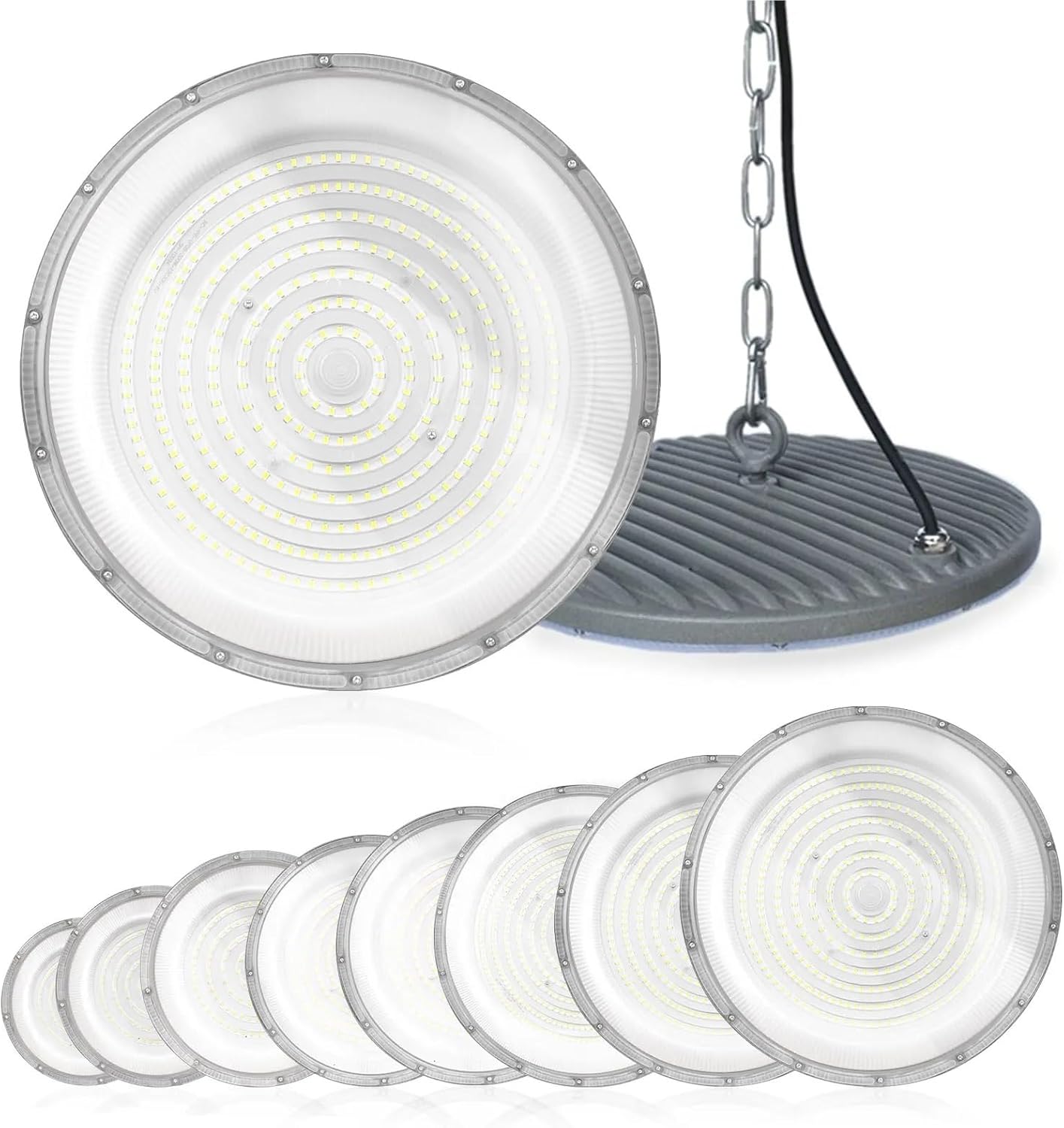 LED UFO High Bay Light 50W-600W AC85-265V Cold White Brightness IP66 Waterproof and Dustproof(100W)