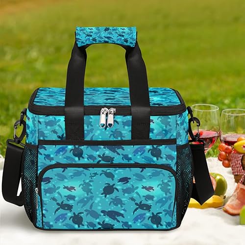 Miniatura 7 de AUUXVA Lonchera térmica con aislamiento color verde azulado tortugas marinas lonchera náutica a prueba de fugas bolsa grande reutilizable para