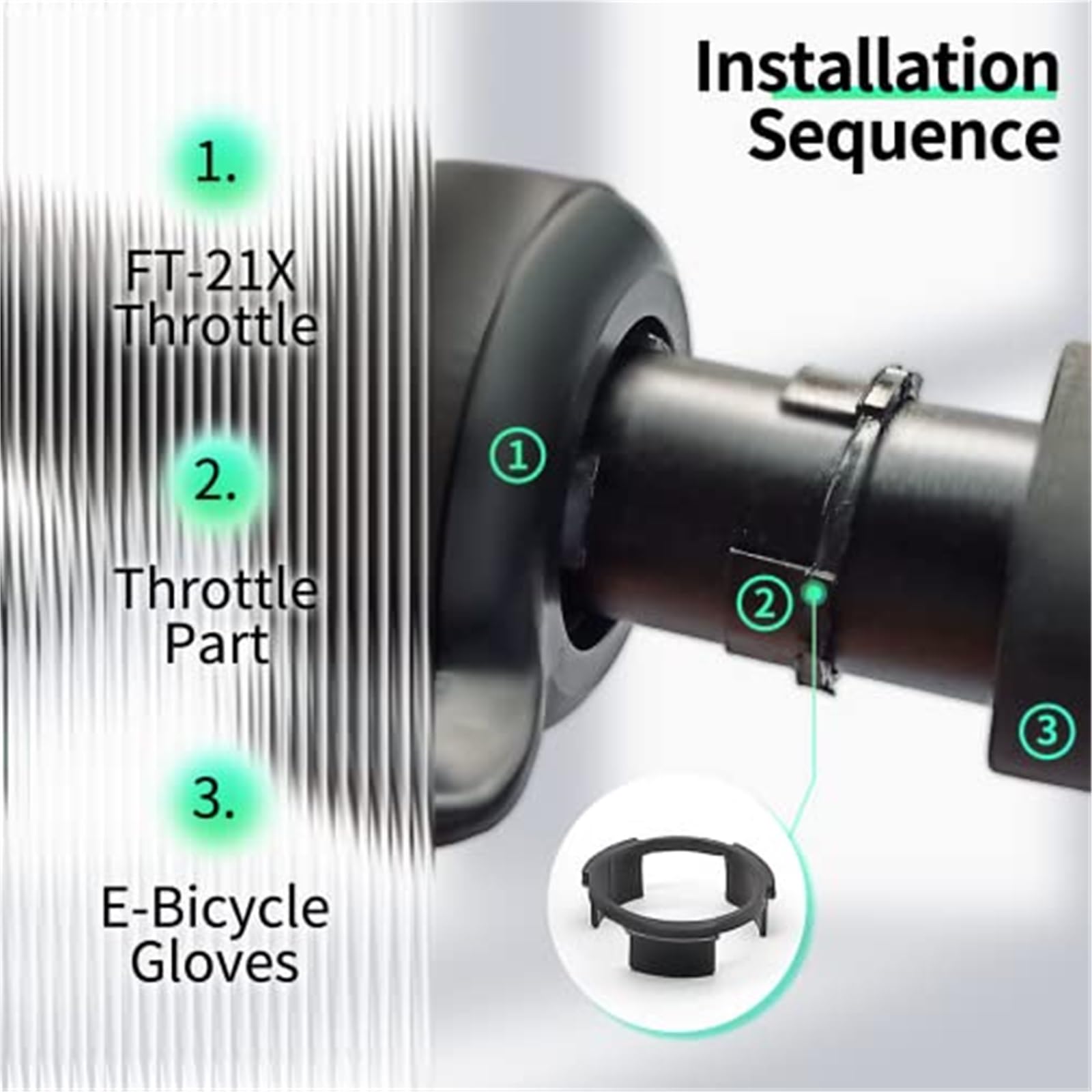 Acceleratore a pollice for bicicletta elettrica FT-21X, impugnatura destra, acceleratore a dito, controllo della velocità, for accessori for scooter elettrici Ebike E, compatibile con batterie