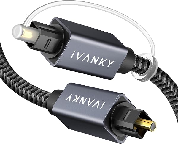 IVANKY 10ft Toslink Fiber Optic Audio Cable with Braided Design