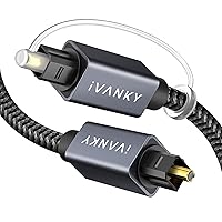 Vista 1 de Cable de audio óptico IVANKY, cable de fibra óptica Toslink de 10 pies, cable de audio óptico digital S/PDIF para barra de sonido, sistemas estéreo