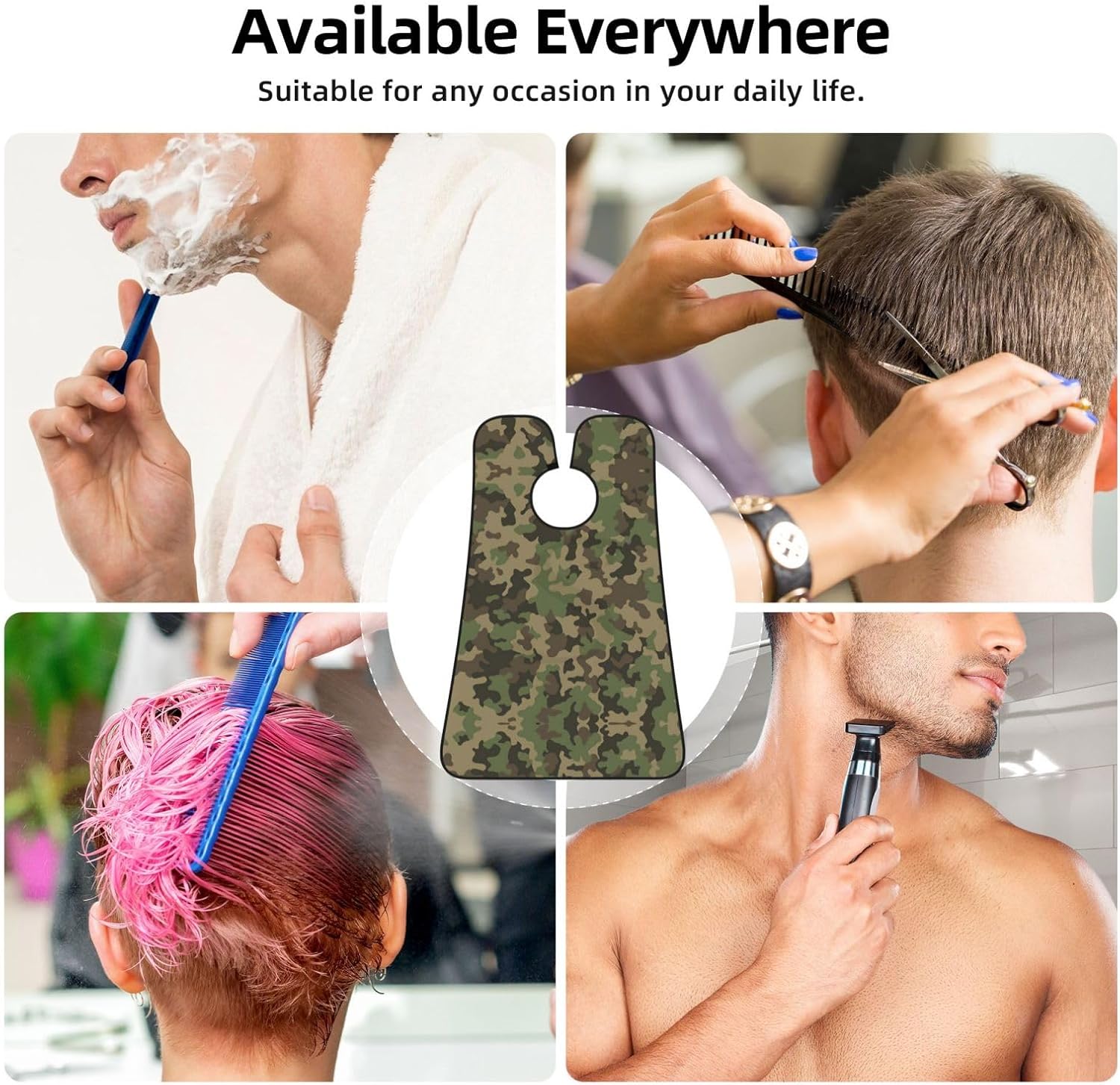 Green Camo Print Beard Bib Apron, Shaving Apron For Dad, Men'S Hair Catcher For Shaving Best Gifts For Dad