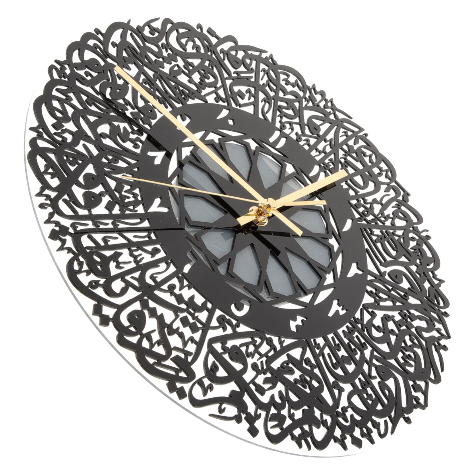 Horloge murale silencieuse en acrylique noir UKCOCO salon