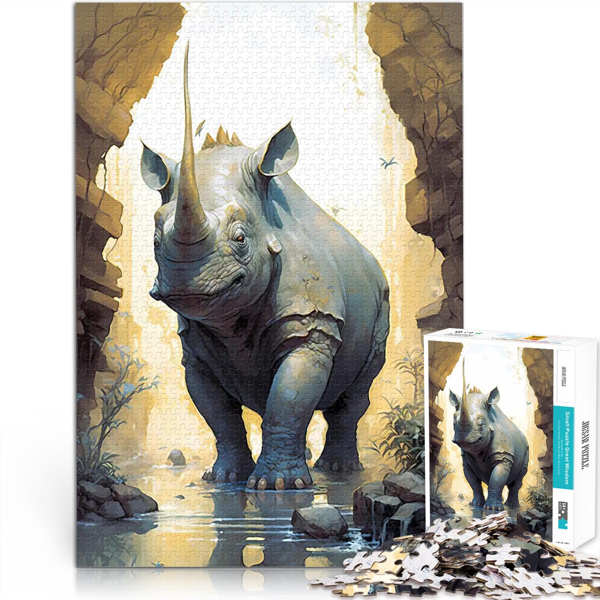Puzzle for Adults 1000 Pieces Rhino Mythos Familienspiel zum Stressabbau, schwierige Herausforderung Ein Kunstwerk75x50cm โ image 1