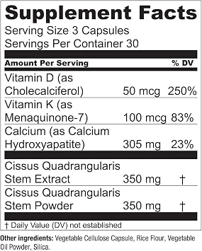 Essential Elements Bone Boost Bone Health Supplement - Bone Support and Calcium Supplement with Vitamin D 3, K2, Cissus Quadrangularis for Bone Strength - 180 Capsules (60 Day Supply) (2-Pack)