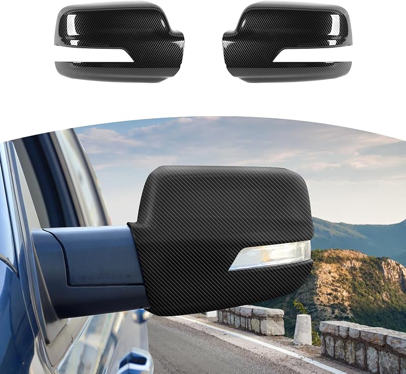 Capa de acabamento do retrovisor externo JOSHELA em fibra de carbono preta para RAM 2018–2025 – 2 peças