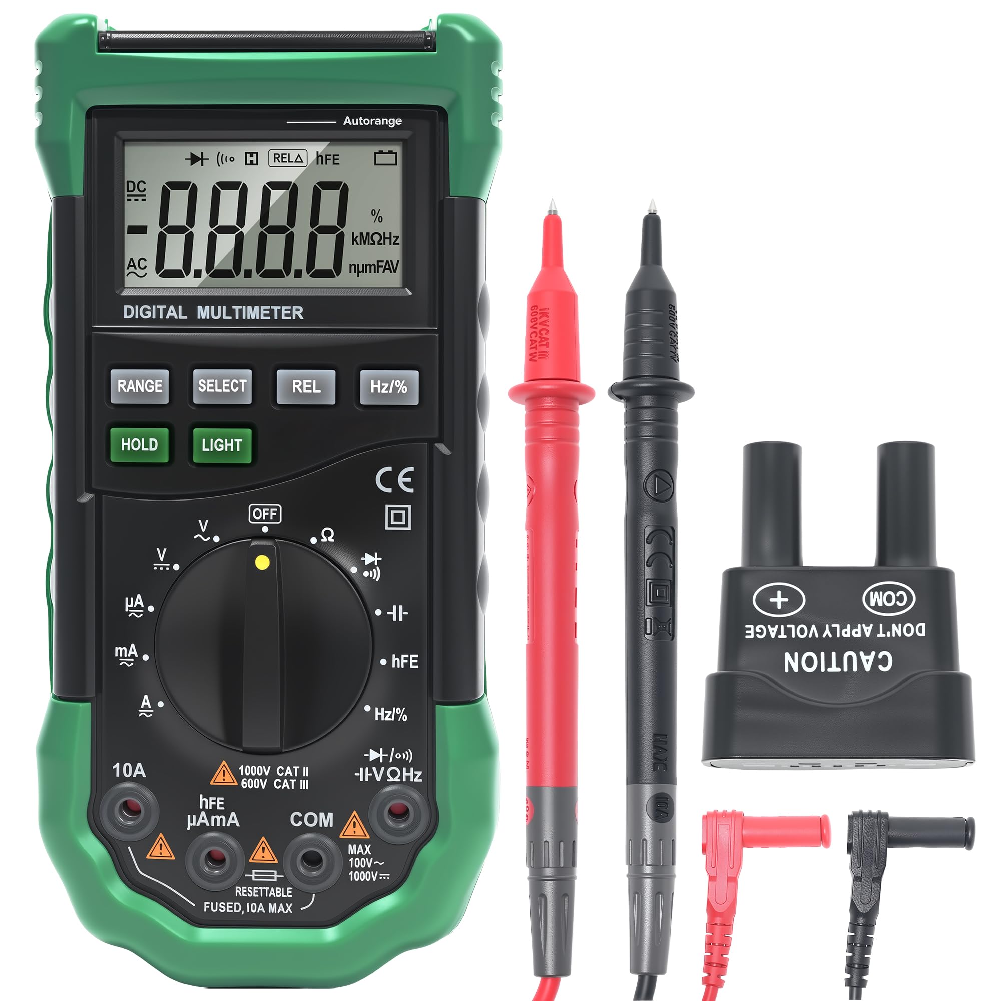 MS8268 Digital Multimeter, Auto/Manual Range, AC/DC Ammeter Voltmeter, Professional 5 in 1 Electrical Tester with Test Leads & Multifunctional Socket