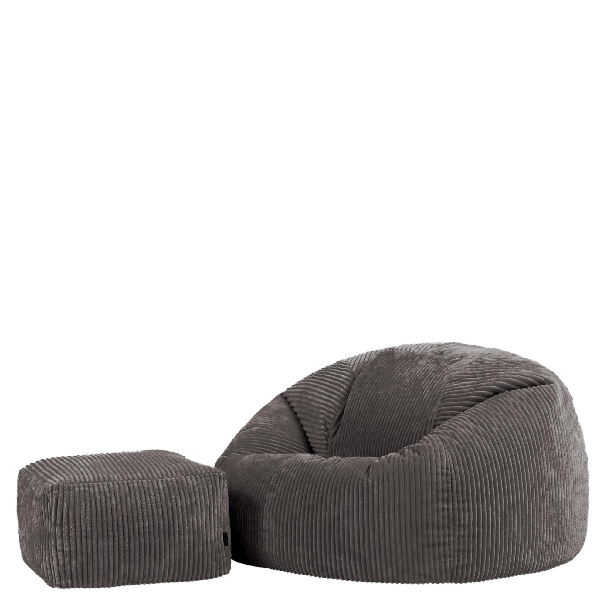 Kingston Corduroy XL Classic Bean Bag and Footstool