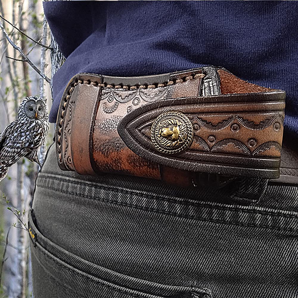 Pocket Knife Sheath,Leather Knife Sheaths Fit for 4'' Knife,Leather