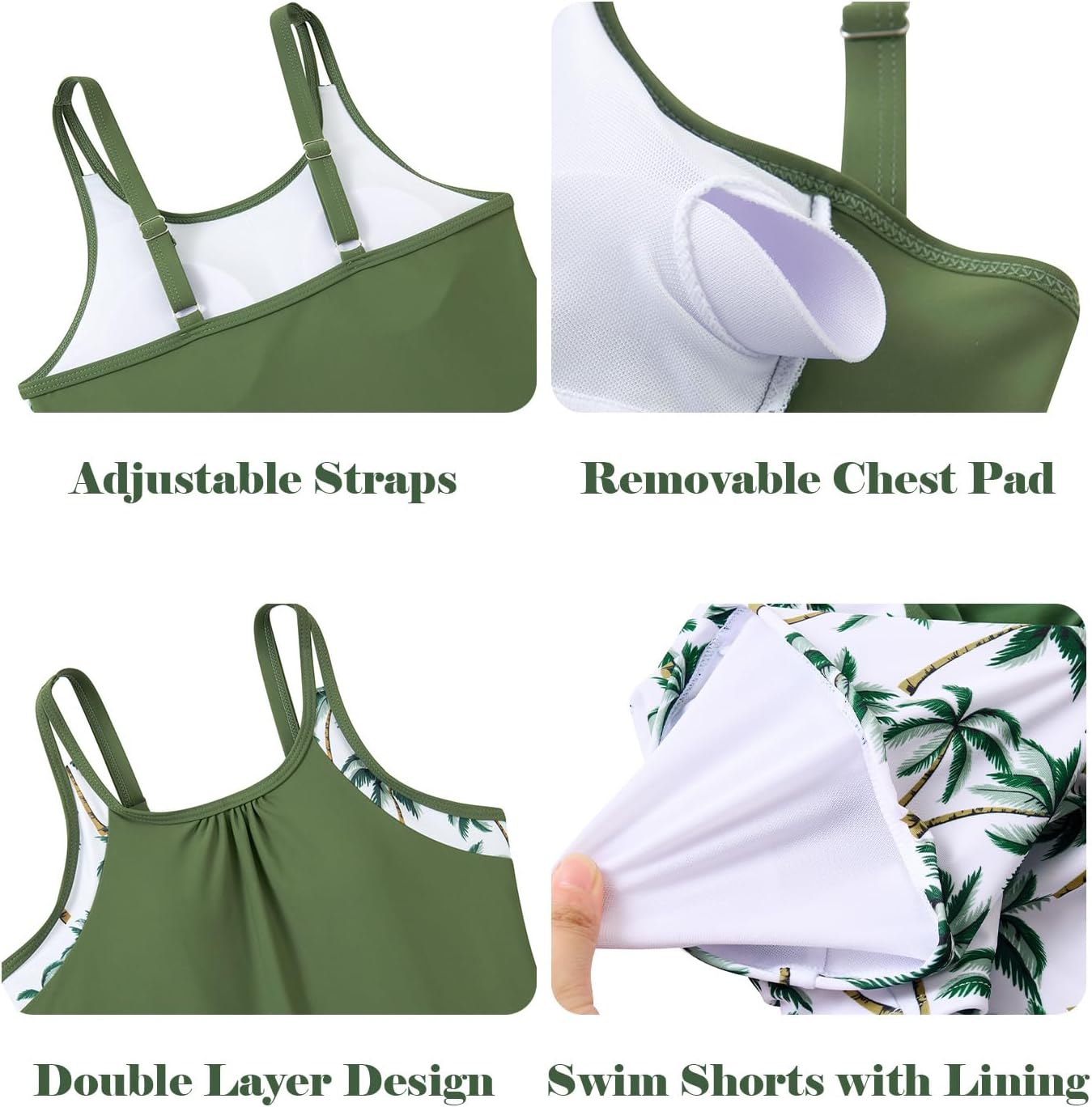 RAISEVERN Girls Swimsuit 2 Piece Bathing Suits for Teens Tankini Size 7-16 image 4
