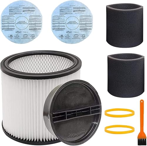 Filtro de repuesto compatible con Shop Vac 90304 90333 90350 90107 y 90585, filtro de vacío húmedo y seco Vf2002 con banda de retención, se adapta a