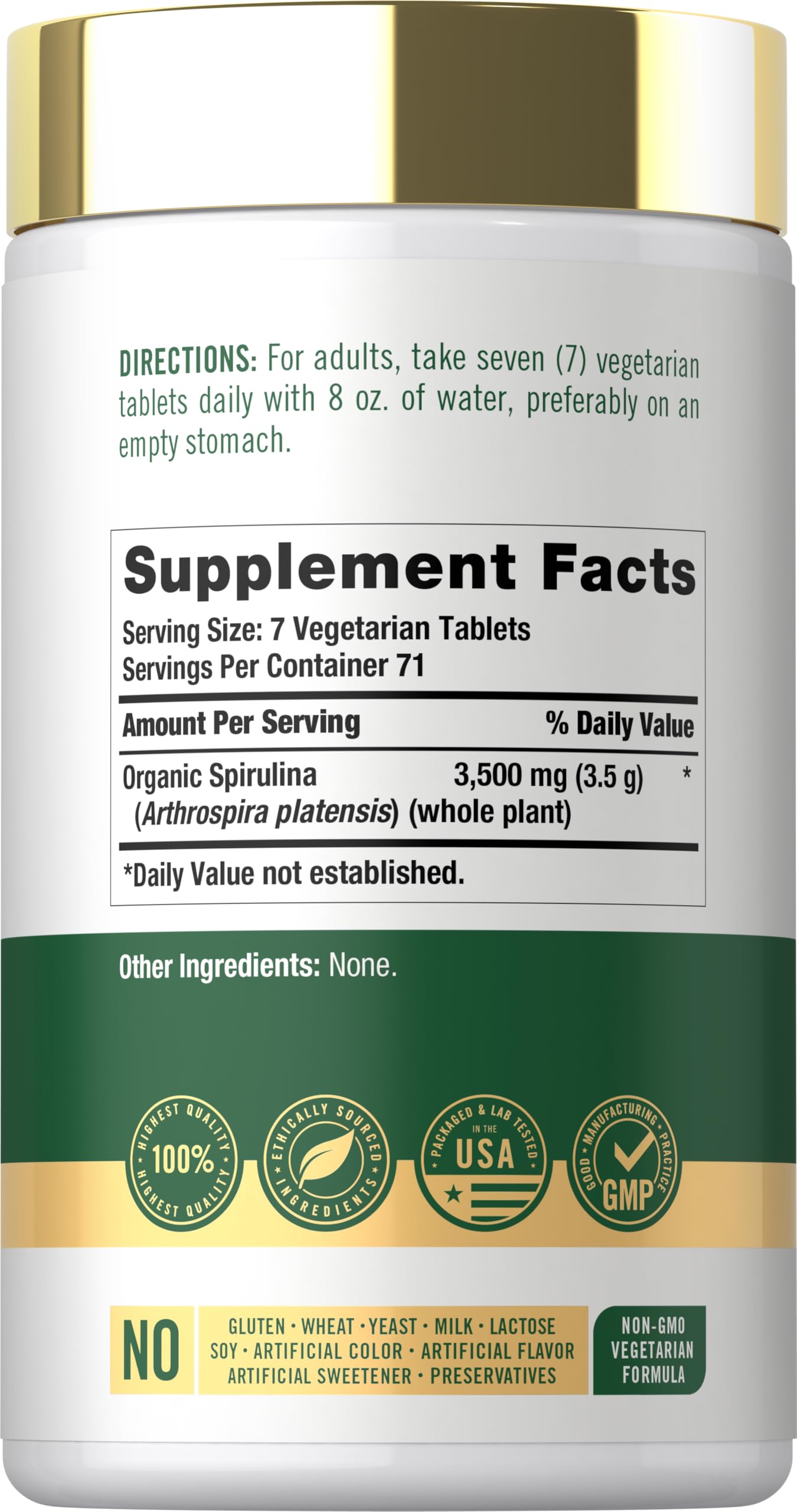Carlyle Organic Spirulina Tablets | 3500mg | 500 Count — Amazon image 2