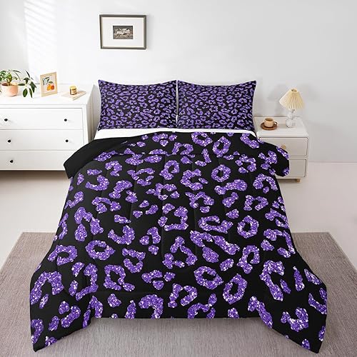 Miniatura 9 de Erosebridal Edredón con estampado de guepardo y arcoíris, ropa de cama de leopardo, juegos de ropa de cama y colecciones en espiral multicolor,