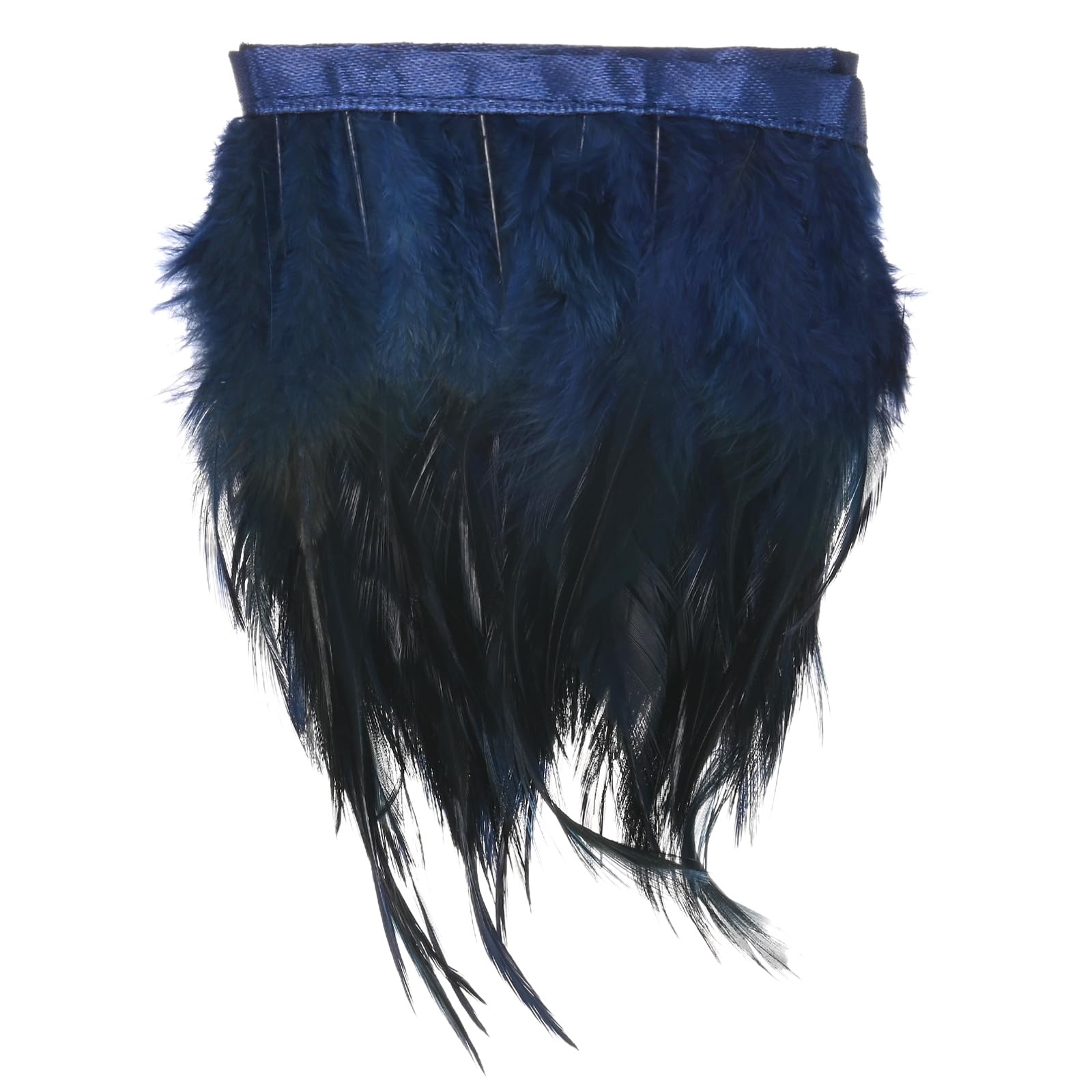 M METERXITY Rooster Feather Trim Fringe, 2 Yards 3-5" Natural Fluffy Feather Trim for Crafting/DIY Sewing/Party Clothing/Wedding Dress Decoration/Dream Catcher [Navy Blue]