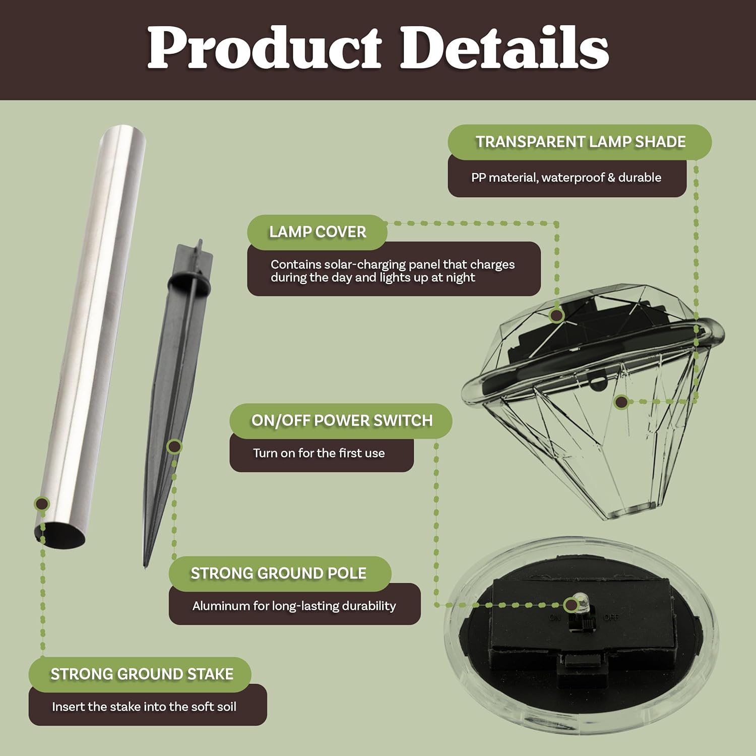 24-Pack LED Solar Outdoor Waterproof Garden Lights - Cold White Solar Pathway - Yard, Driveway, or Landscape Lighting by Pure Garden (Silver)