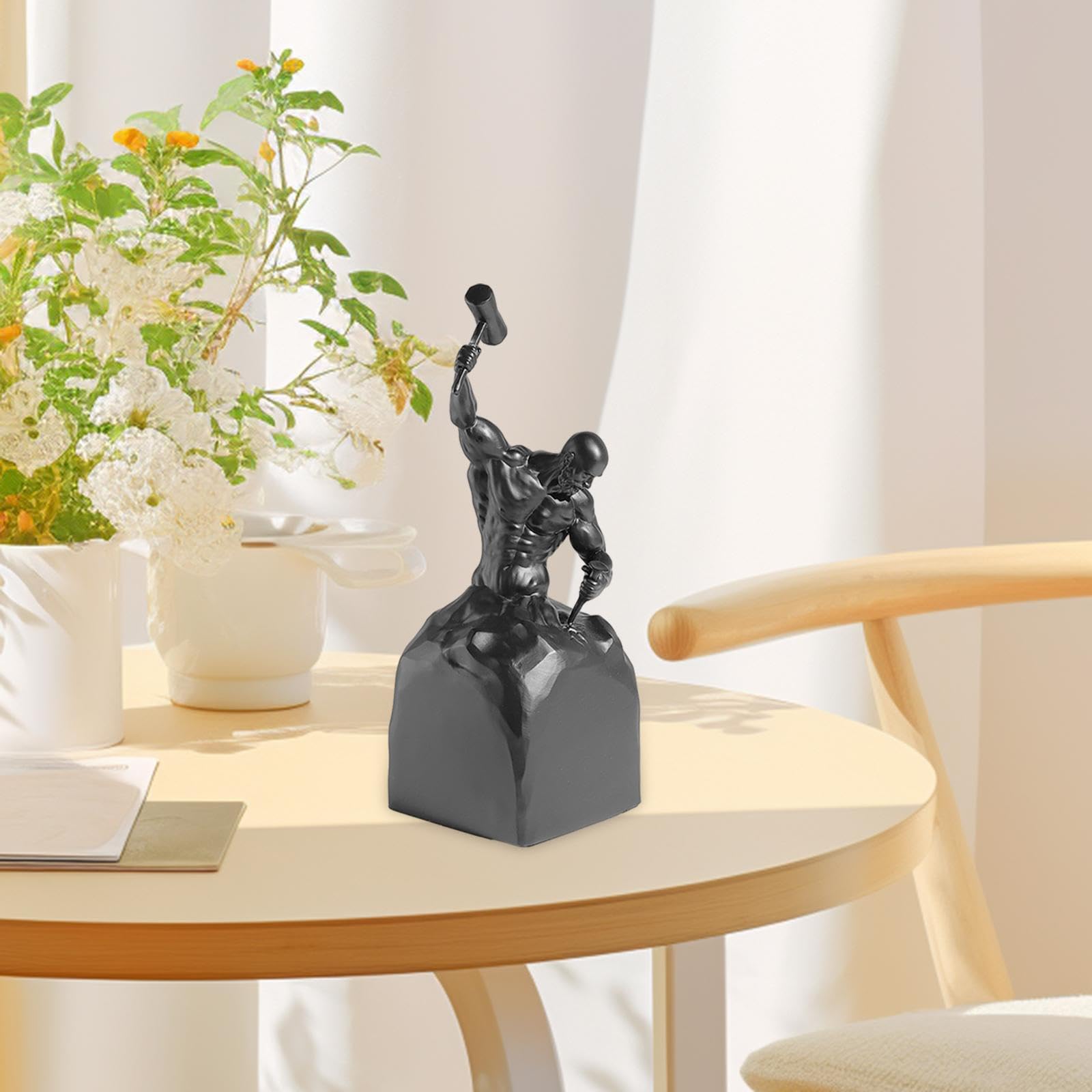 #N/A/a Figuras de Hombres Simples de Resina, Figura autotallada, Estatua, esculturas de Resina caseras Modernas, Negro