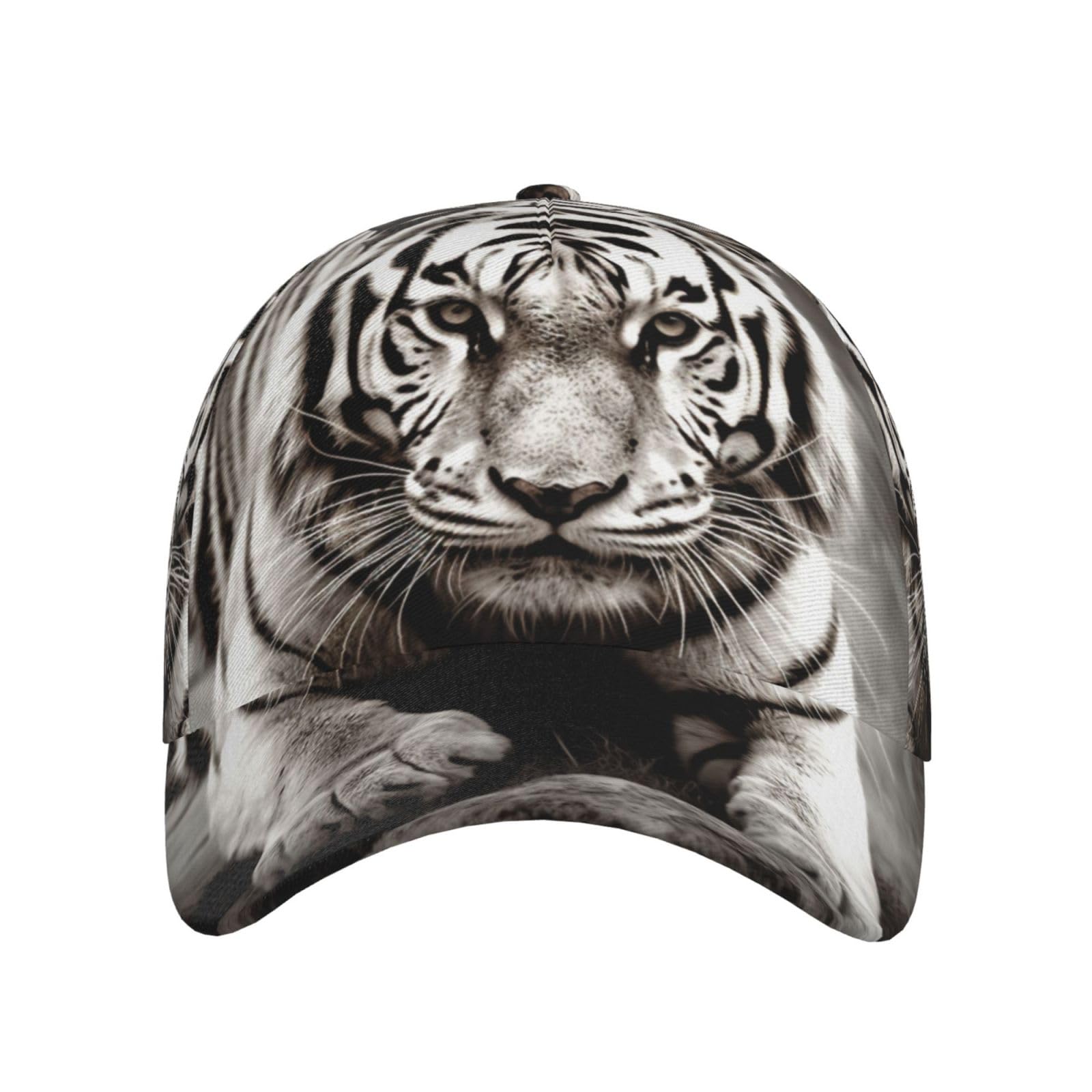 Stvyukl Women's Black And White Tiger Baseball Cap For Men Classic Adjustable Summer Sun Hat Sports Stylish Trucker Hat Golf Cap Dad Hats For Running Workout