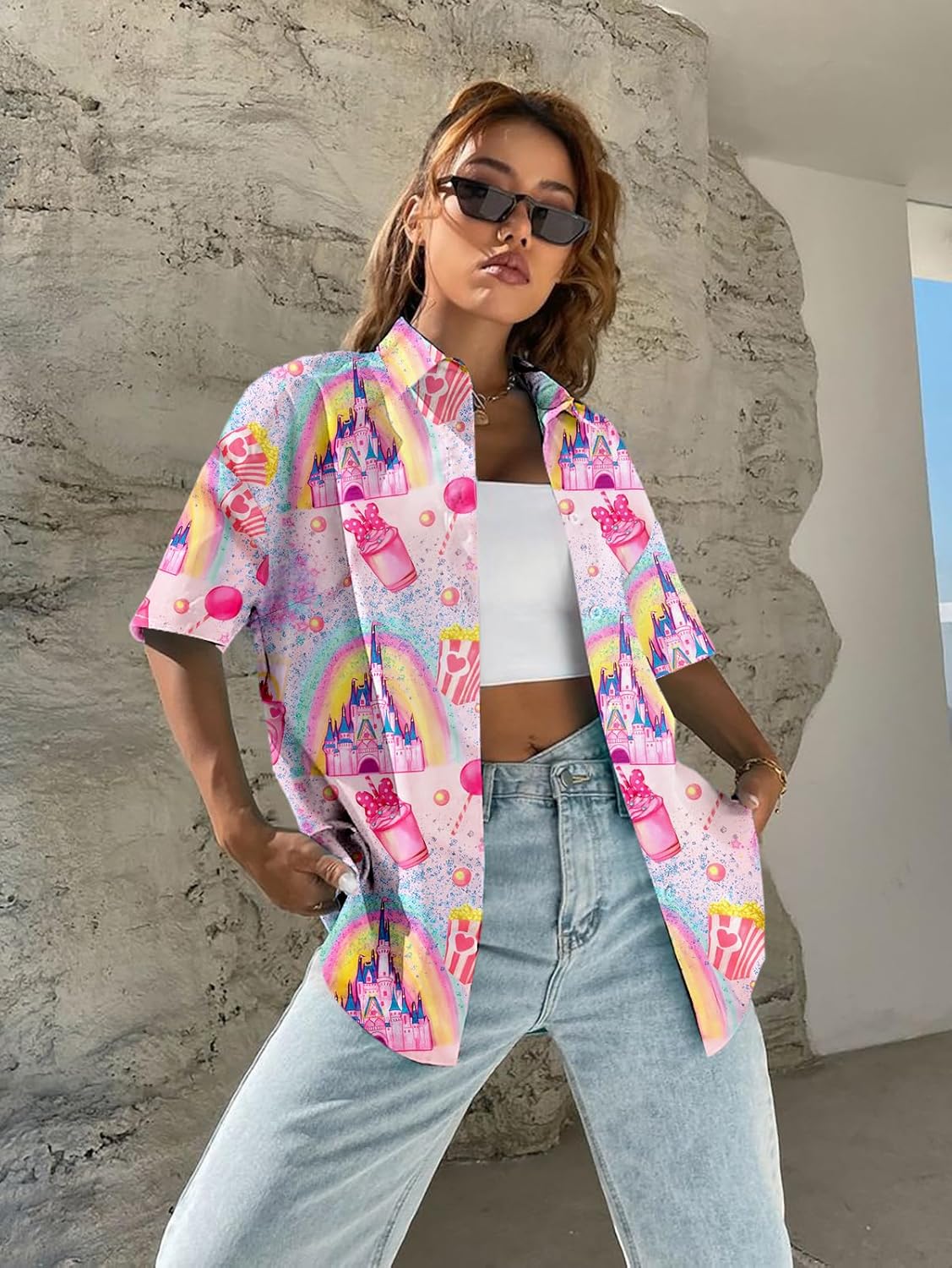 Magical Shirts for Women You've Got A Friend in Me Shirt Hawaiian Castle Tshirt Cute Family Vacation Button Up Tops - Image 3